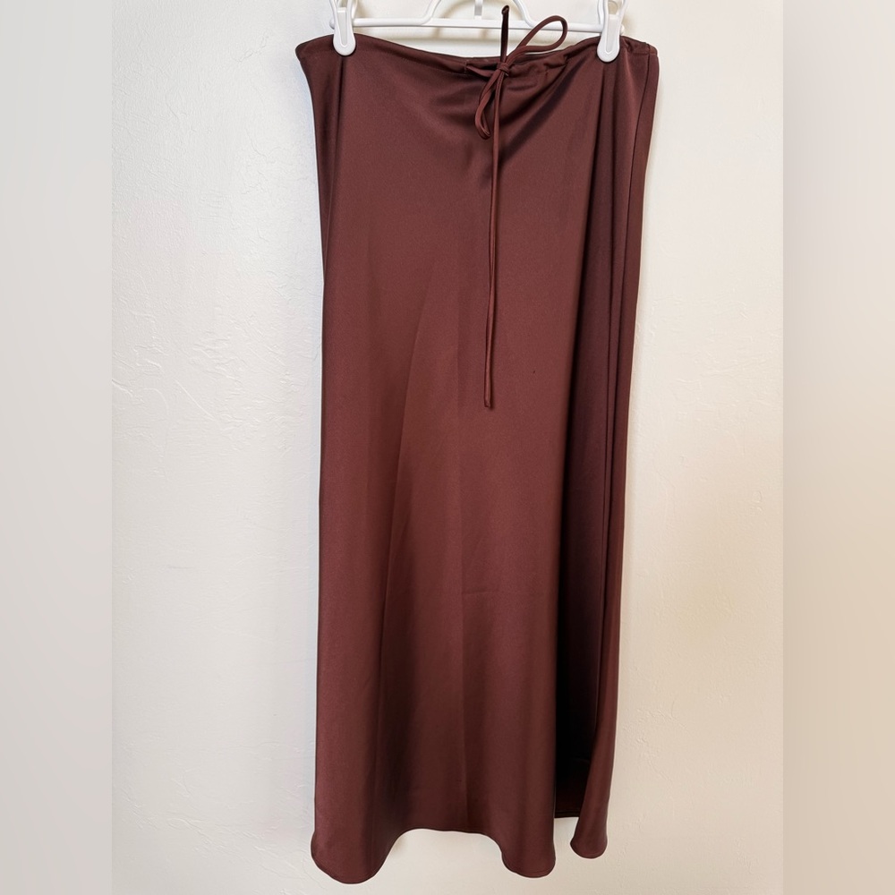 Women's Maroon Maxi Skirt with Drawstring Waist